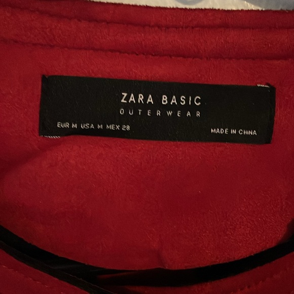 Zara faux suede red coat size Medium - Picture 2 of 4